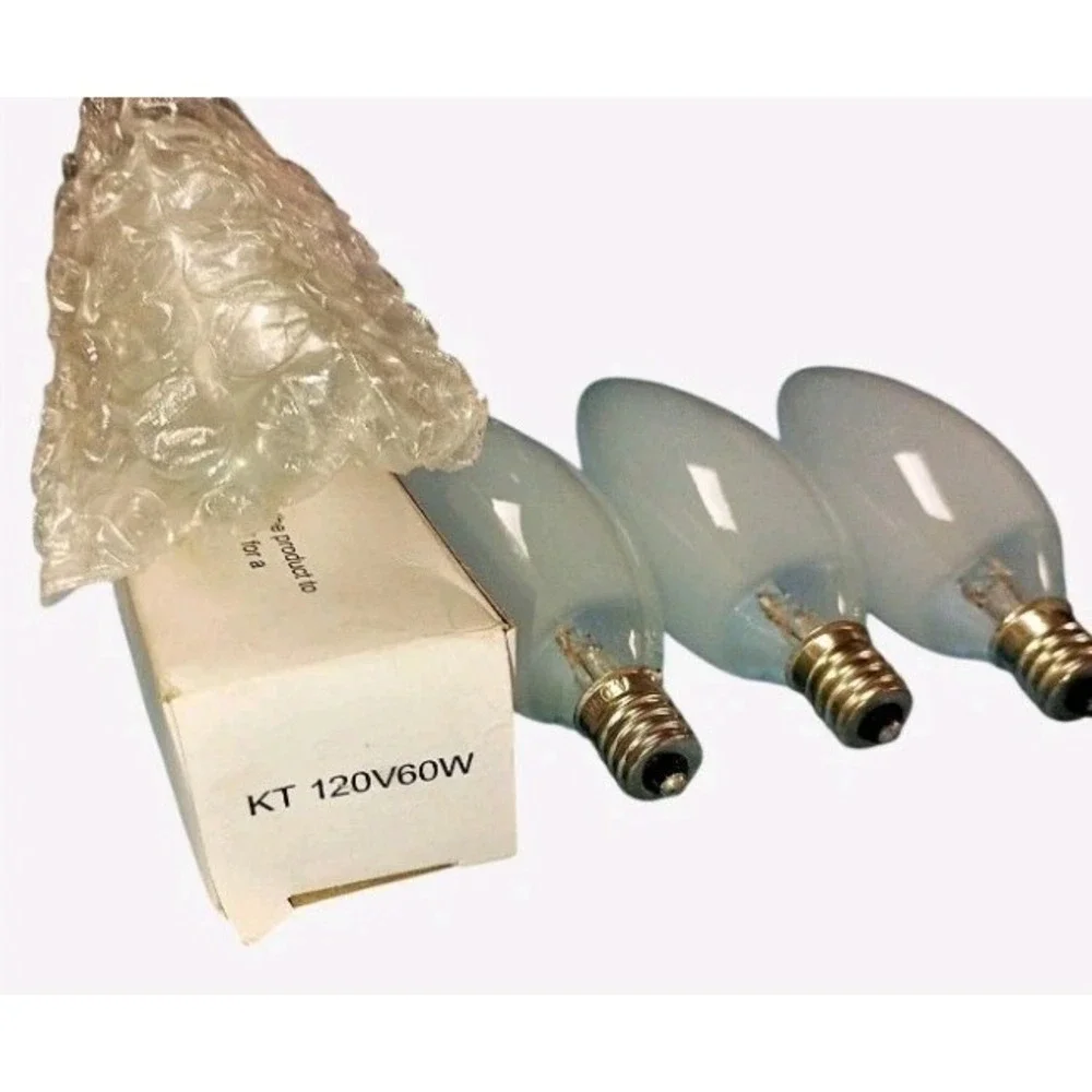 Candlebra Base KT 120 Volts 60 Watt Frosted Glass Light Bulb Four Piece Bundle